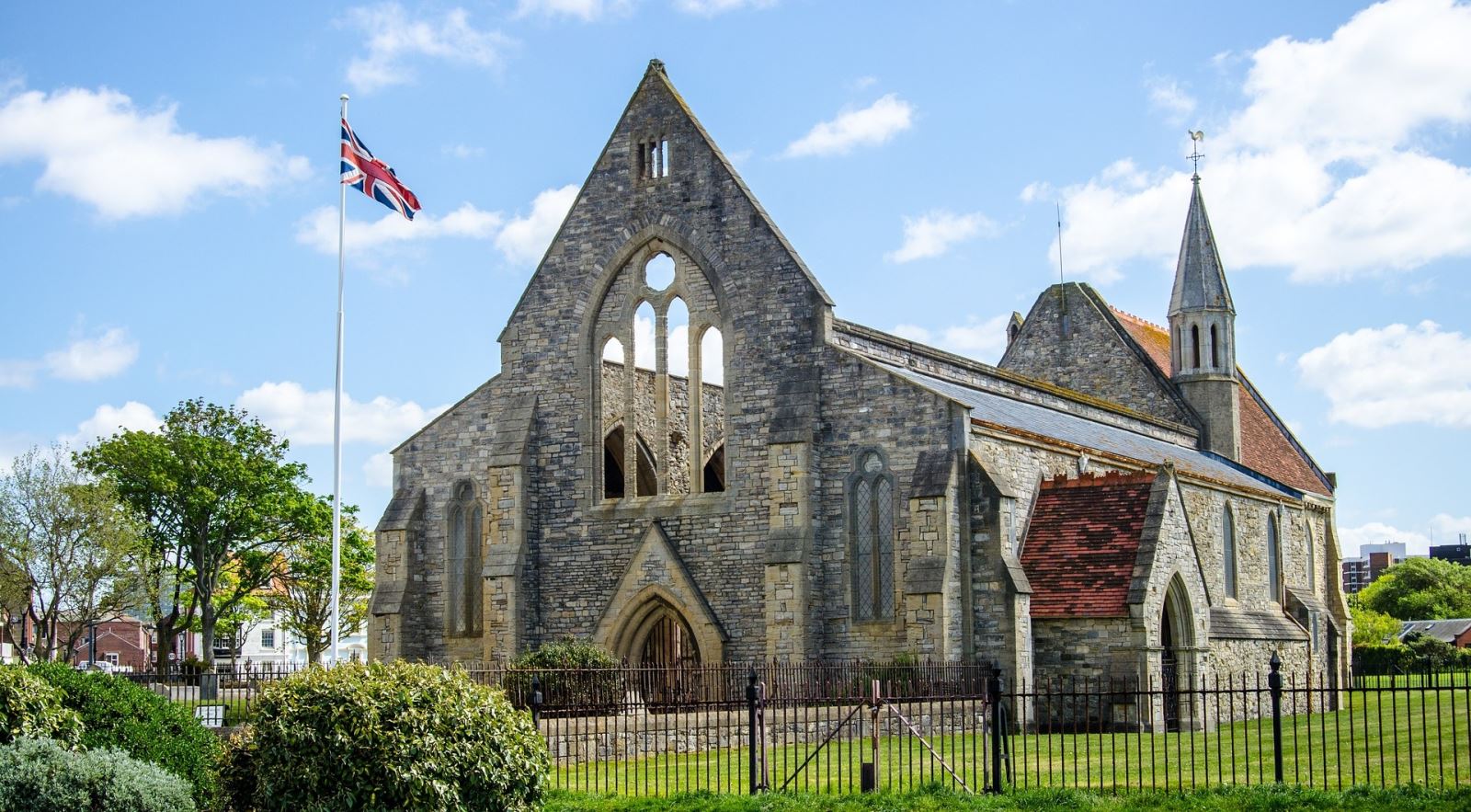 Royal Garrison Church in Portsmouth under a blue sky